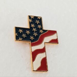 Lapel Pin American Flag Cross Vintage